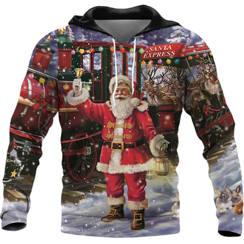 Christmas 3d Printed Sweater Autumn Santa Claus Fashion Shirts For Men Holiday Clothing Hoodies Men Clothing Streetwear