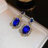 Серьги-гвоздики с синими цветами и цирконами, стиль французского двора, серебряная игла, легкая роскошь, высококачественные, нишевые, изысканные