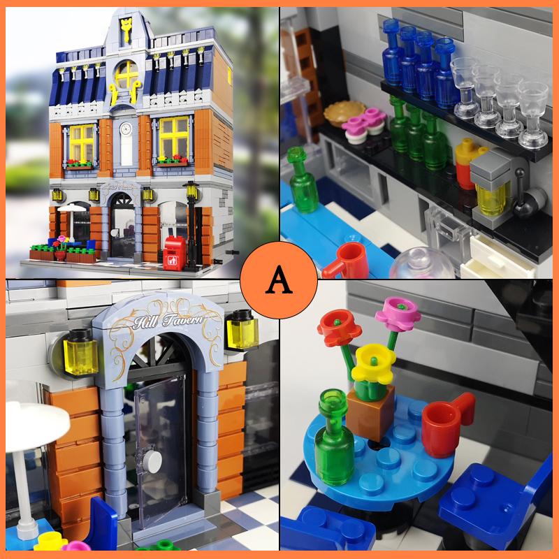 City Street View Building Blocks CAFE Shop Garden Hotel Restaurant Store Architecture Bricks Model Toy Gift For Kid