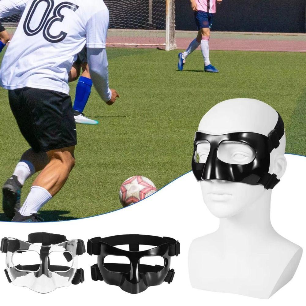 Elastic Strap Basketball Face Mask Black/Clear Nose Protector Basketball Sports