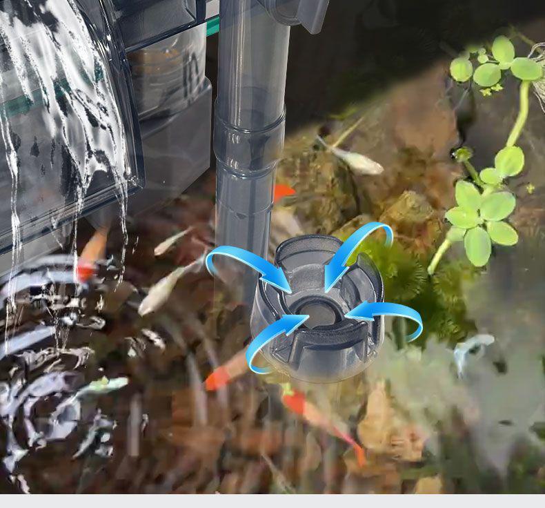 Настенный фильтр для аквариума: Бесшумный насос 3-в-1 для циркуляции, очистки, удаления масляной пленки и оксигенации.