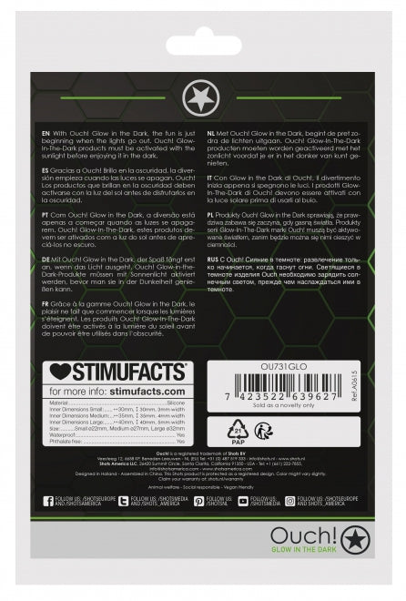 Lot de 3 cockrings phosphorescent Glow Annels 20-30mm - Ouch! Glow - Cockrings Flexibles