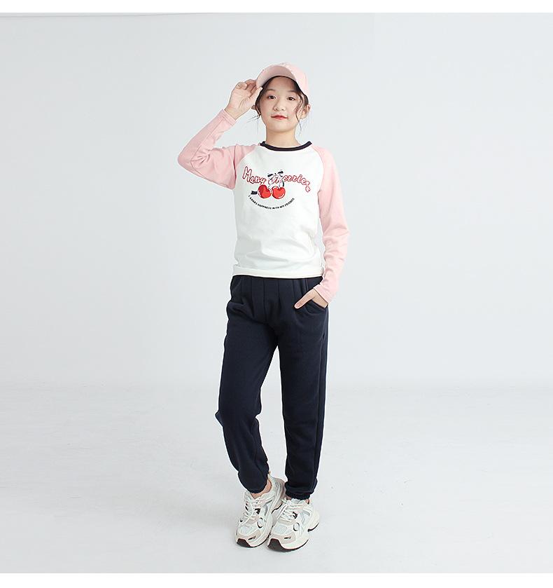 Футболка с длинным рукавом для девочек на весну и осень, хлопковая футболка с круглым вырезом и длинными рукавами, детская футболка