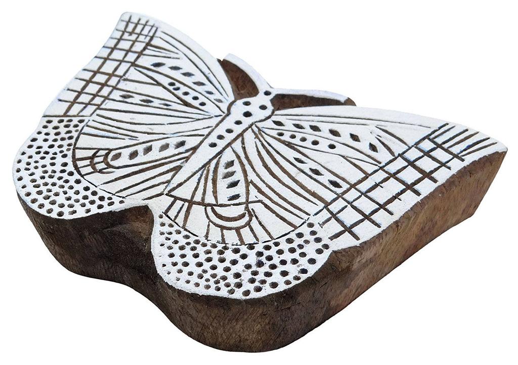 Деревянная блочная ткань с печатью бабочки ручной работы Дизайнерская текстильная марка Индия