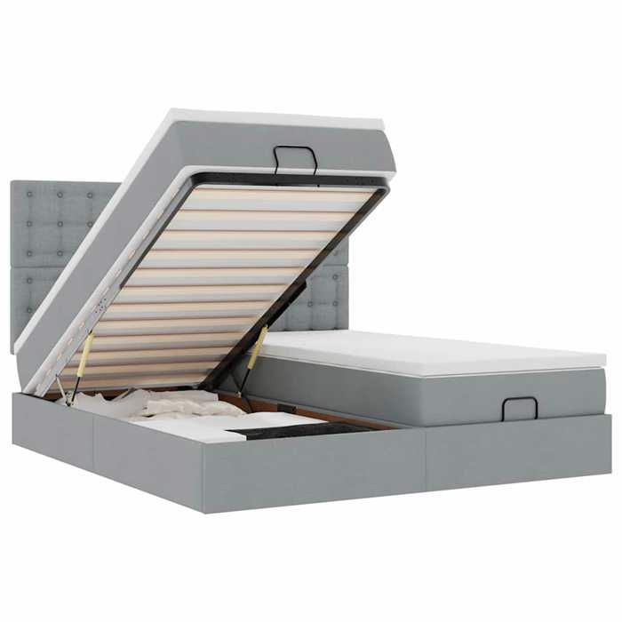 Cadre de lit ottoman avec matelas - Maison Exclusive - 180x200 cm - Gris clair - Rangement hydraulique