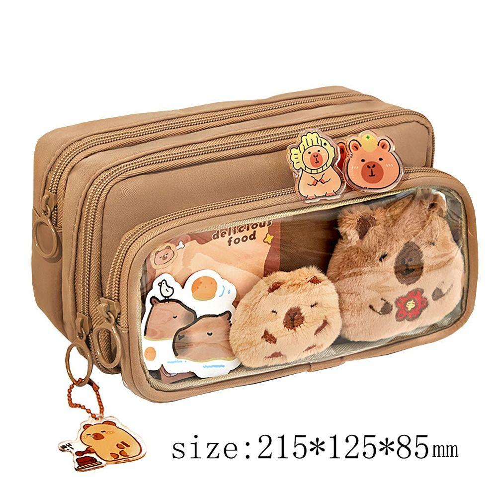 Detachable Pencil Case Capybara Stationery Storage Pouch Pen Bag for Office School Supplies