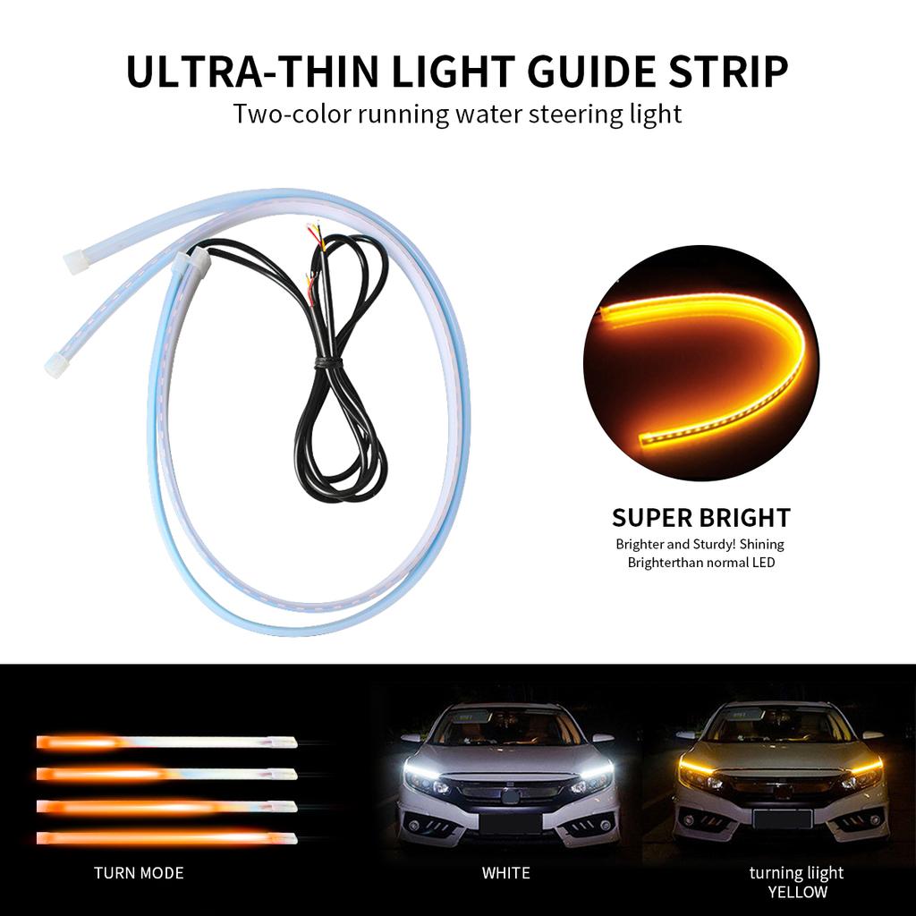 2Pcs Car Daytime Running Light Flexible Strip Turn Signal Lamp Brake Flow Lights DRL Auto Headlights Decorative Atmosphere Lamps