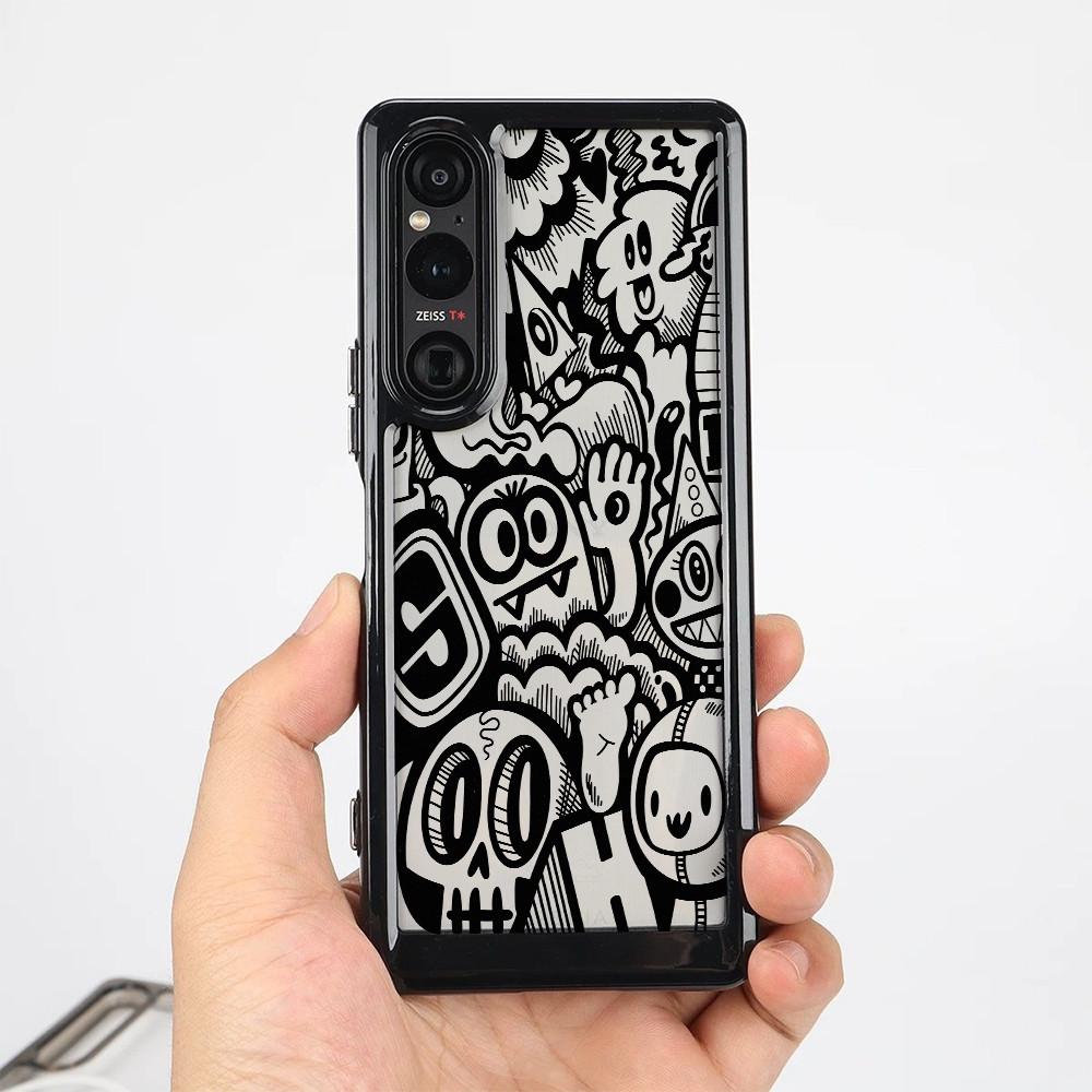 """Граффити""" Жесткий прозрачный чехол для телефона для Sony Xperia 1 V VI VII VIII Xperia 5 V Xperia 10 V VI VII / Ударопрочный чехол Sony"""