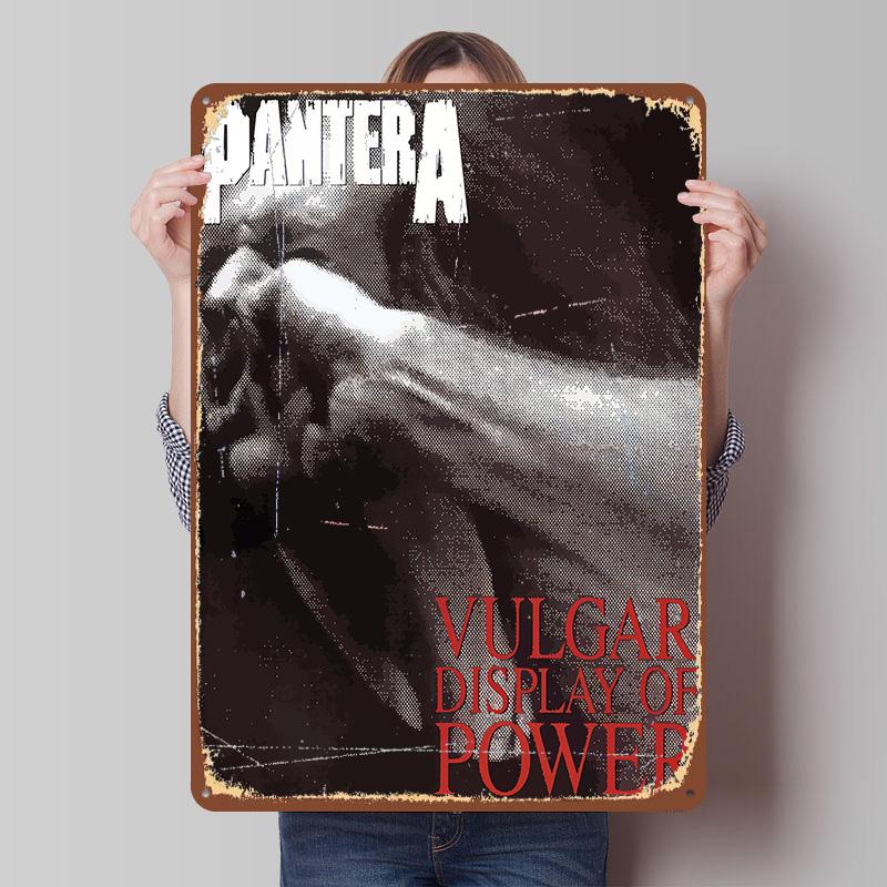 Pantera Vulgar Display of Power Album Tinplate Poster Custom Wall Art Vintage Metal Signs Retro Tin Plaque for Room Decorations