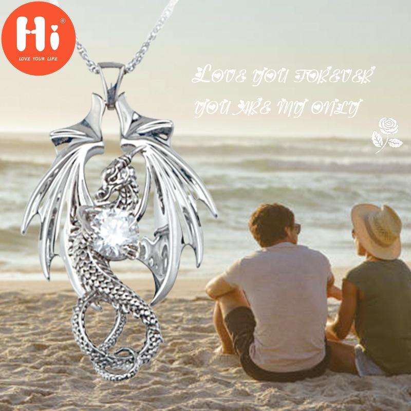 Привет резное трехмерное ожерелье с драконом Яркие ювелирные изделия с бриллиантами Мифические животные Аксессуары в стиле хип-хоп