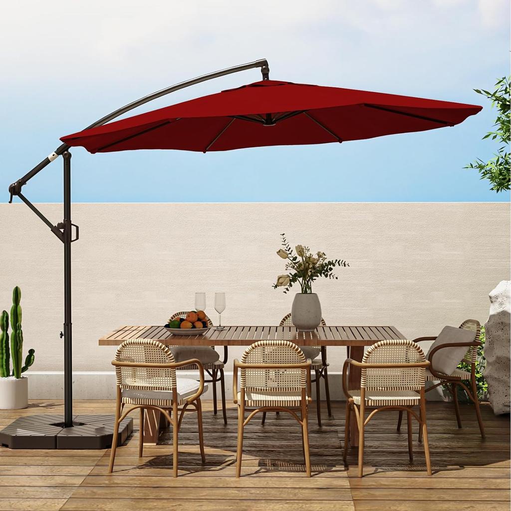 10ft Patio Umbrellas Offset Outdoor Umbrella Cantilever Hanging Umbrellas w/Infinite Tilt,