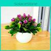 Synthetic Green Plant With 21 Blossom And Pinecone Accents For Bedroom Or Workspace Decor