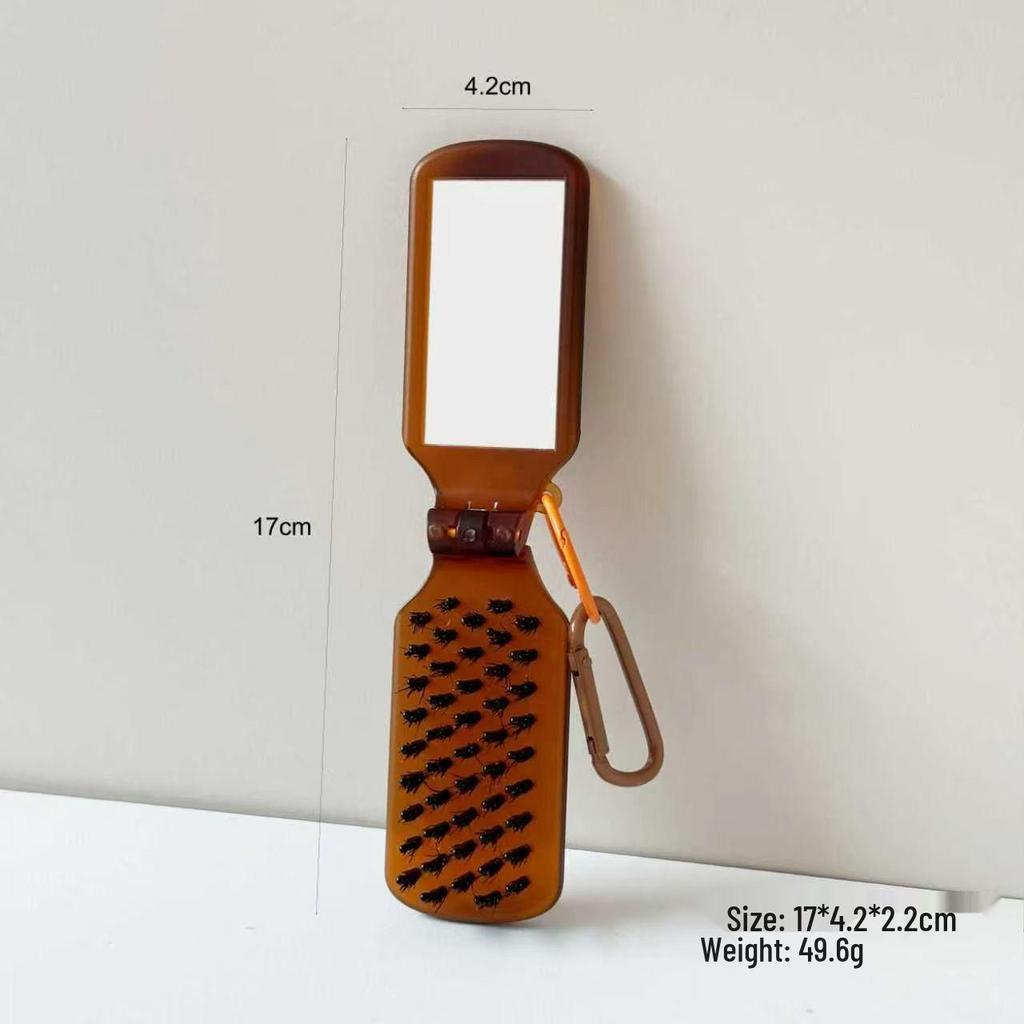 Unisex Portable Folding Pig Bristle Travel Comb: Compact & Massage-Ready