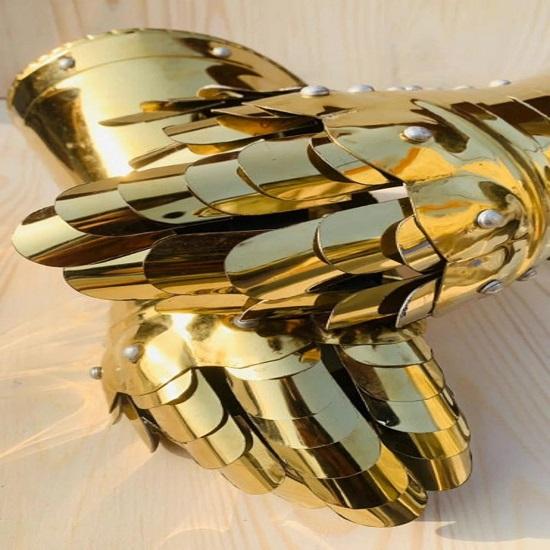 Средневековые стальные готические рыцарские золотые перчатки, функциональные рукавицы боевого воина, бронированные перчатки, акценты крестоносца, рождественский подарок