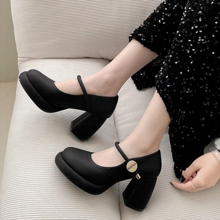 Модные темпераментные белые туфли на толстом каблуке с высокой платформой женские туфли 2025 года новые весенне-осенние юбки французские туфли Мэри Джейн