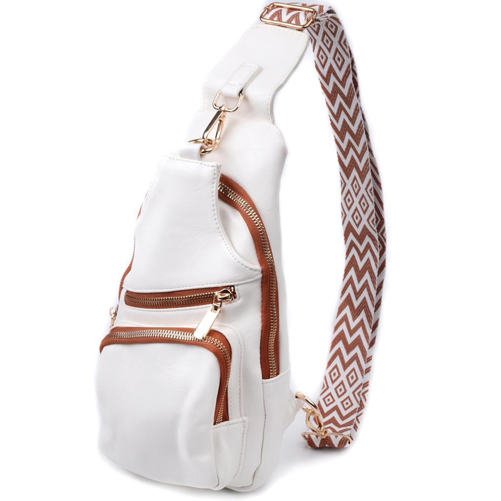 Удобная женская сумка-слинг через плечо из экокожи VINTAGE Bag 22752 Белый