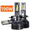 Car LED Headlight Bulbs190W Super Bright H1 H7 H4 H11 H8 9005 HB3 9006 HB4 D2H D1S 6000K Auto Lights