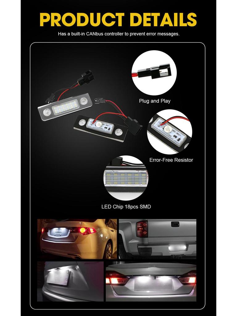 Светодиодный фонарь подсветки номерного знака для Skoda Octavia Canbus - Идеально подходит для новых запчастей для замены автомобиля