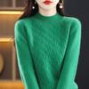 Пуловер, женский свитер с полувысоким воротником, осенне-зимний крученый кашемировый свитер, женский свитер свободной вязки снизу