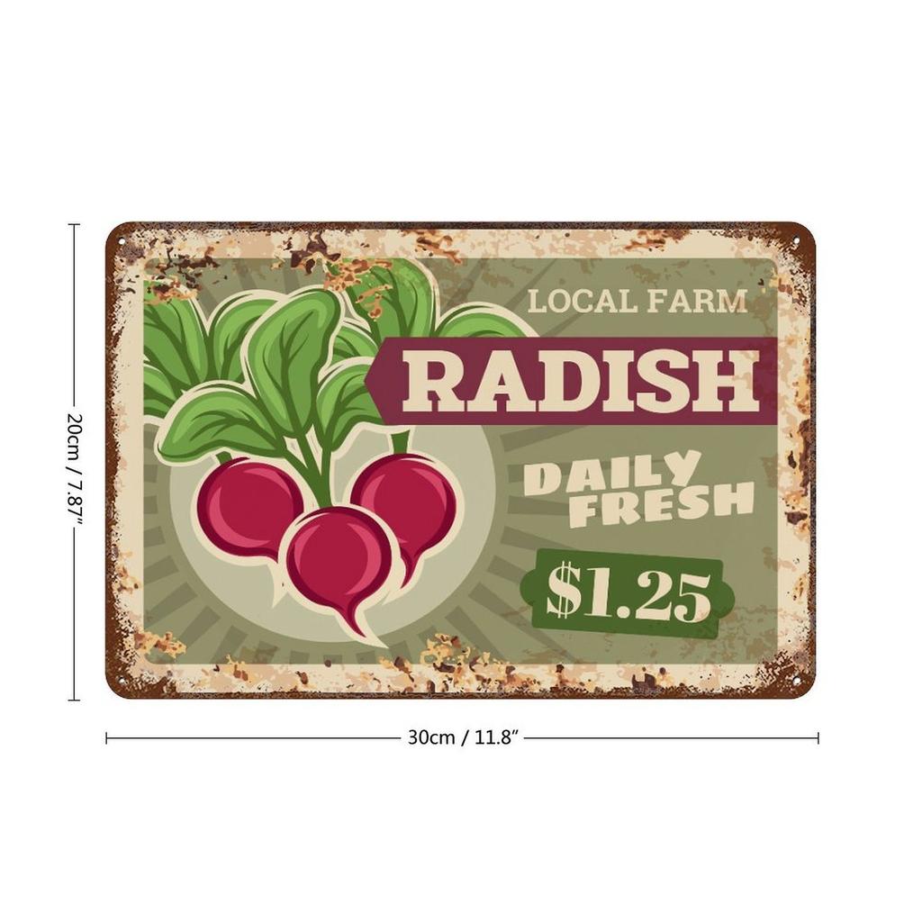 1 Pack rustic aged metal wall art décor, retro distressed finish, perfect hanging plate for bar café kitchen or living room decoration