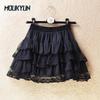 Elastic Gothic Lace Tutu Skirt Women Black Mesh Detail Petticoat Sexy Mini Tulle Skirts Party Club Wear Dancer