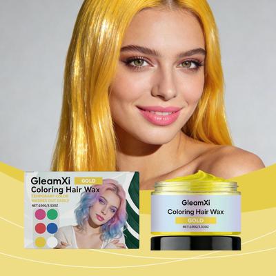 GleamXi Желтый Временный Крем для Волос: Нежный, Модный Цвет для Волос, Готовых к Вечеринке