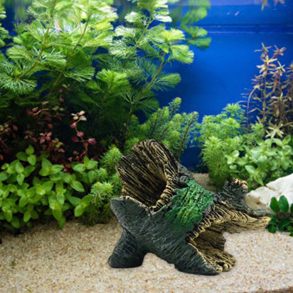 Украшения для аквариума Реалистичный ствол Ландшафтный дизайн Смола Коряга для горшечного растения Укрытия для креветок и рыб Пещера-укрытие Дом