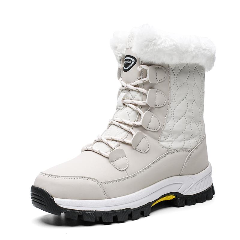Winter Snow Boots Women Plush Warm Fashion Comfortable Mid Boots Ladies Outdoor Hiking Shoes Short Boots Platform Boots