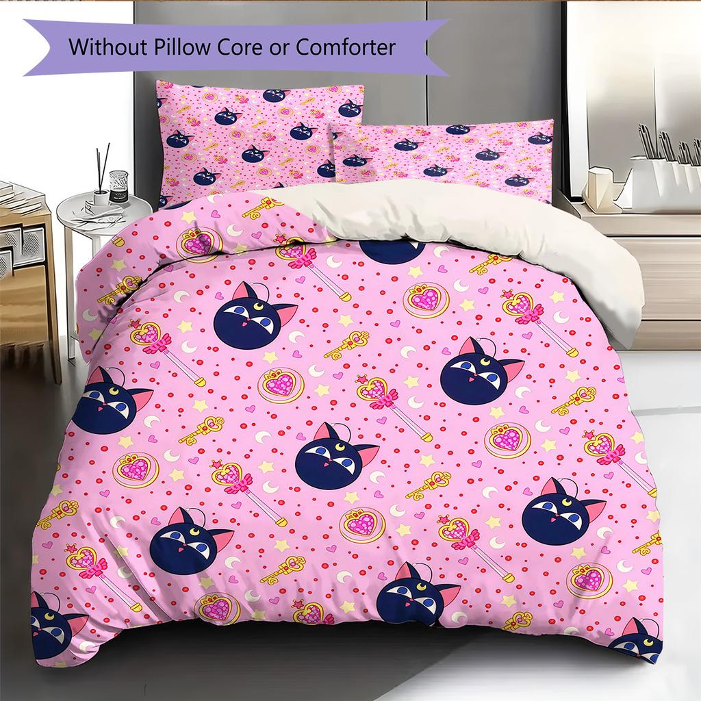 Sailor Moon5 Pattern Bedding Quilt Set Home Decoration Gift (1 * duvet cover + 2 * pillowcase without core)