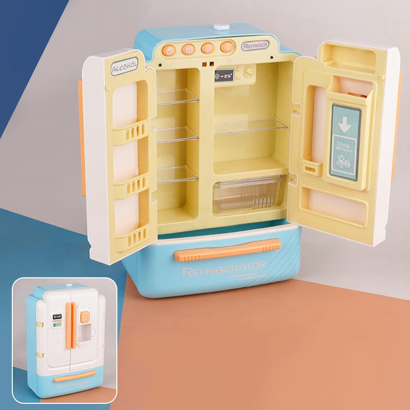 Children'S Play House Kitchen Large Simulation Refrigerator Freezer Spray Toys Boys And Girls Educational Birthday Gifts