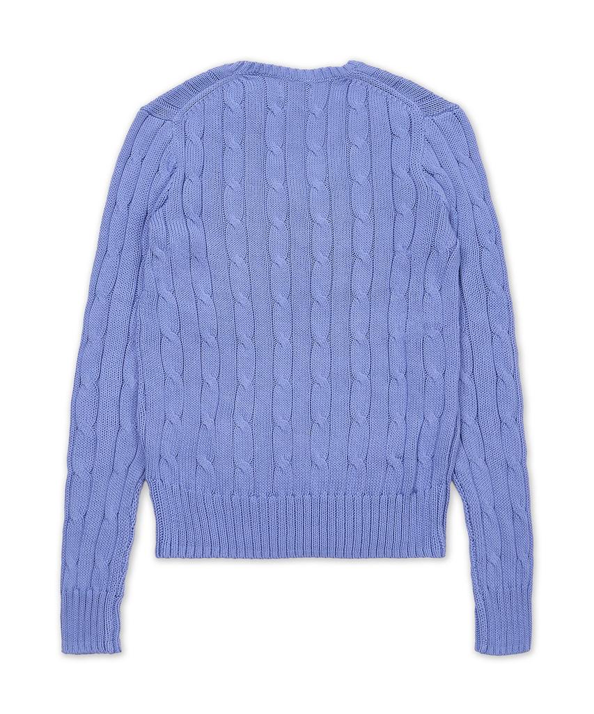 POLO RALPH LAUREN Cable Knit Cotton V-Neck Sweater - Blue