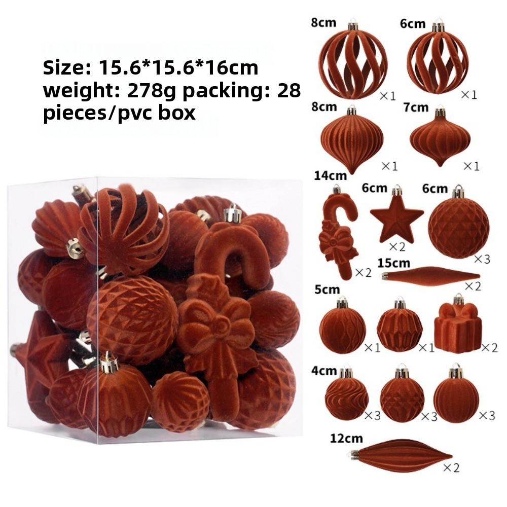 28pcs Special-shaped Xmas Tree Charm Flocked Christmas Supplies Party Decoration