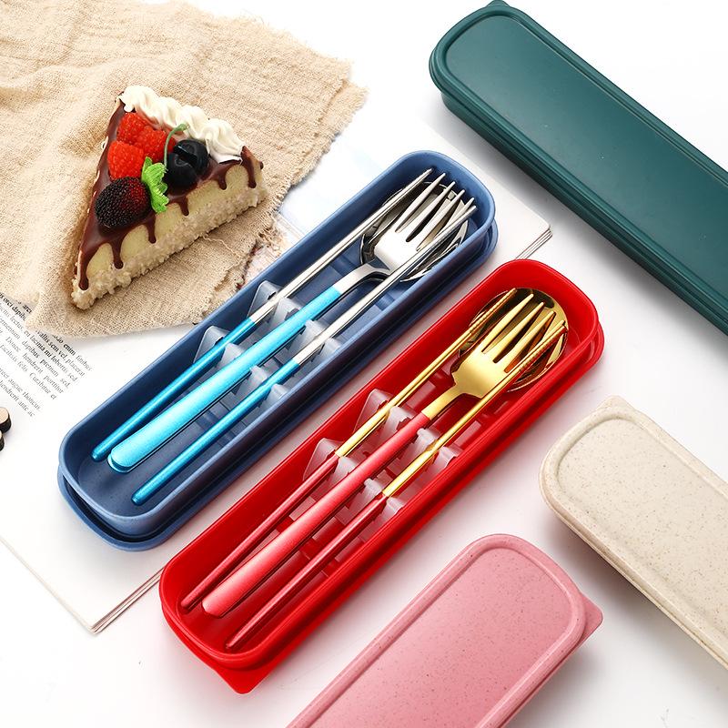 Three-Piece Japanese Stainless Steel Cutlery Set: Spoon, Fork, Chopsticks