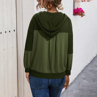 Женская однотонная рубашка с капюшоном и длинными рукавами на пуговицах