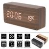 Светодиодный деревянный будильник с голосовым управлением, временем, датой, температурой, цифровые бамбуковые прямоугольные настольные часы с будильником