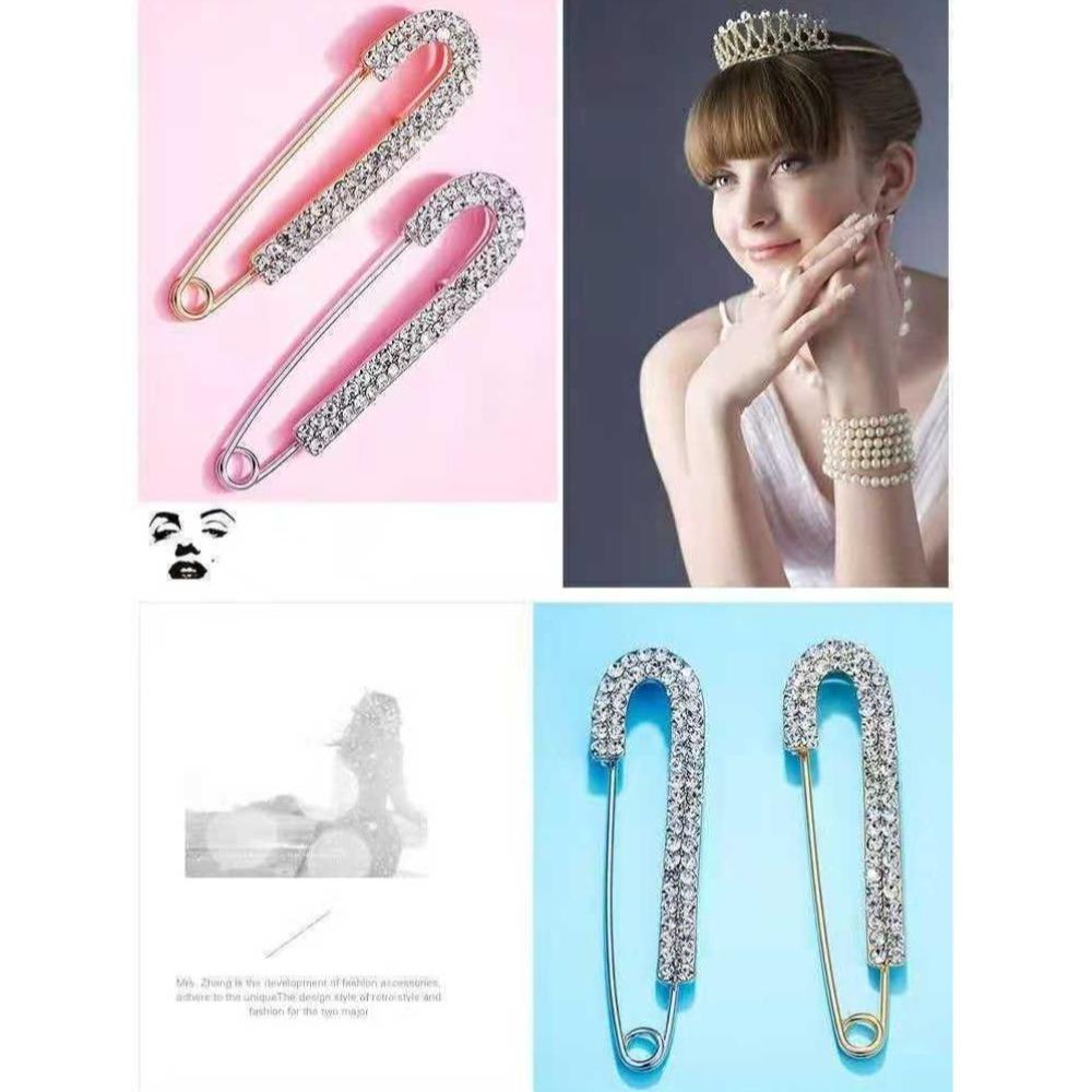 Большие Броши Со Стразами Металлический Зажим Пряжка для Джинсов Роскошная Английская Булавка Шарф