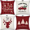 Christmas 4 Piece Throw Pillow Set Red Throw Pillow Sofa Cushion Linen Printed Cushion Bedside Cushion