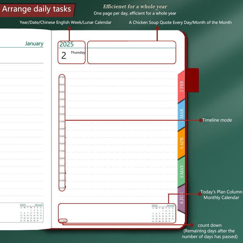 Простой ежедневник План управления бизнесом Блокнот Календарь Блокнот Блокнот для повышения эффективности Офисная принадлежность Студенческие канцелярские товары