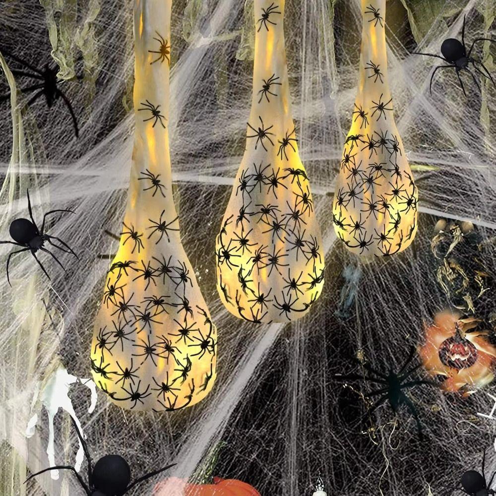 Hanging Design Glowing Spider Egg Light Up Creepy Spider Web Lawn Display