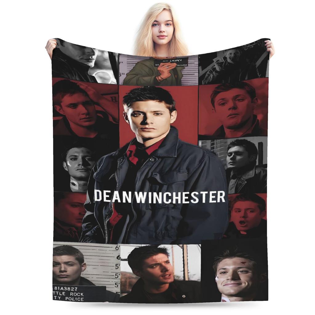 Jensen Ackles Flannel Blanket Winter Dean Winchester Super Warm Throw Blanket for Children Couch Bed Novelty Bedspread
