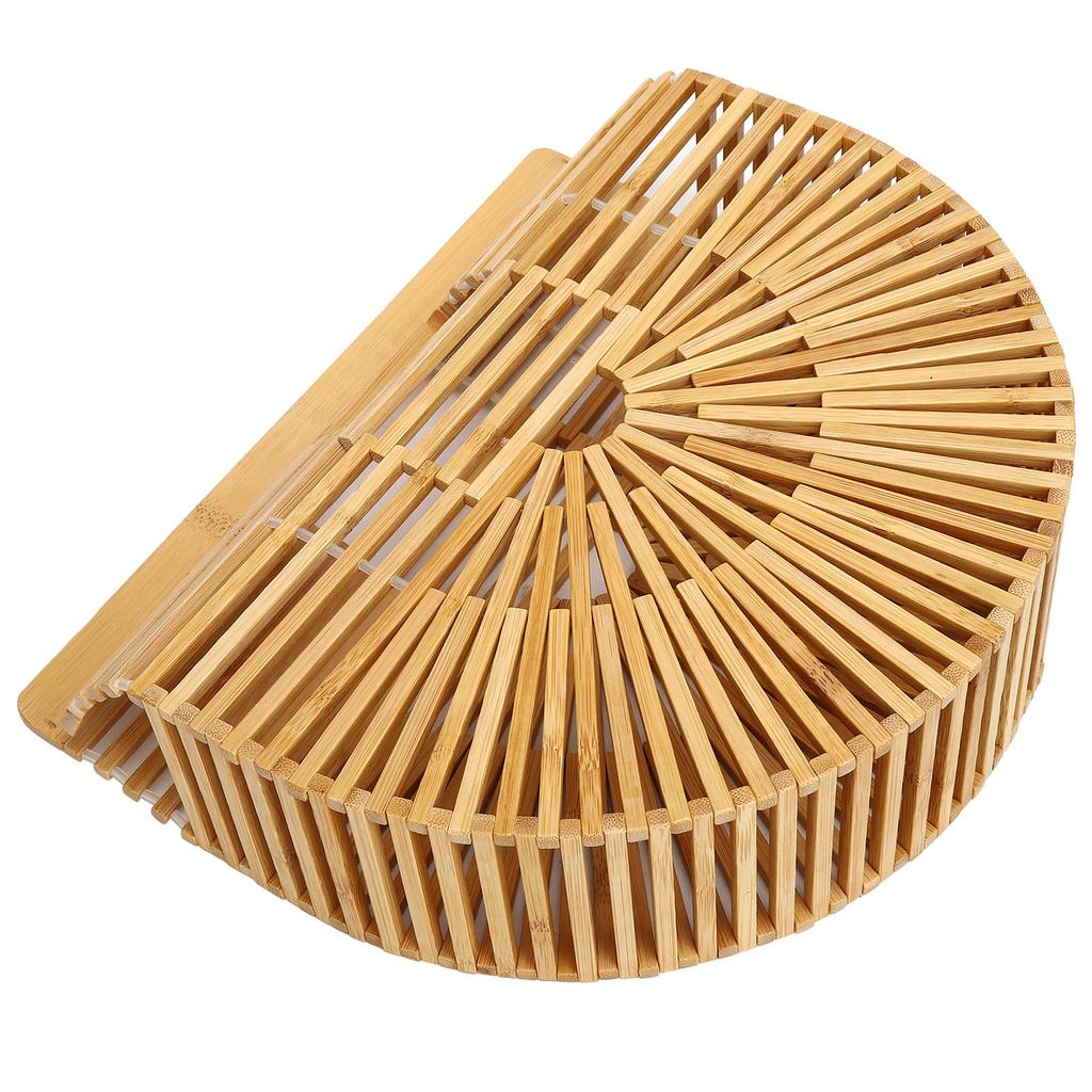 Винтажная бамбуковая сумка женская полукруглая плетеная сумка полая пляжная сумка для лета