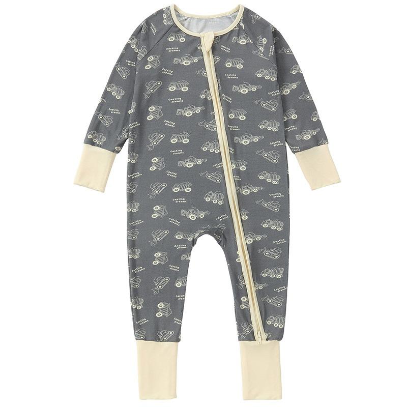 Bamboo Fiber Baby Long Sleeved Jumpsuit, Double Zipper Bag, Handbag, Foot Bag, Baby Pajamas