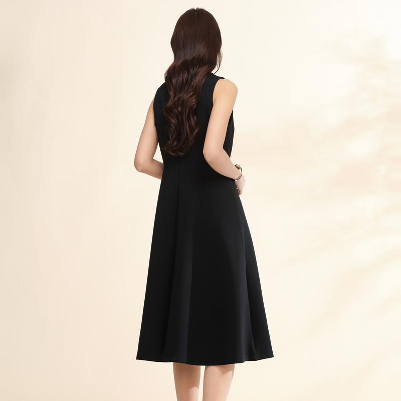 Velwin Spring New Versatile Elegant Fashion Style Sleeveless Long Dress for Women