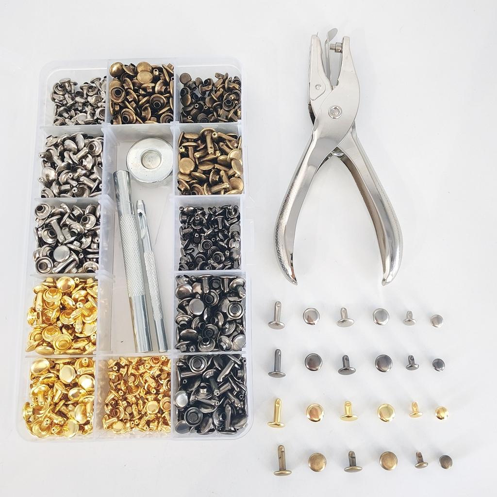 360 Pcs Metal Double Cap Rivets Leather Craft Tool Kit for Clothing Bag DIY