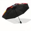 1pc A Fiery Pirate's Curse Fully Automatic Folding Portable Umbrella, 8 Iron Frames, Three-Fold Design, Suitable for All Seasons, Suitable for Ou