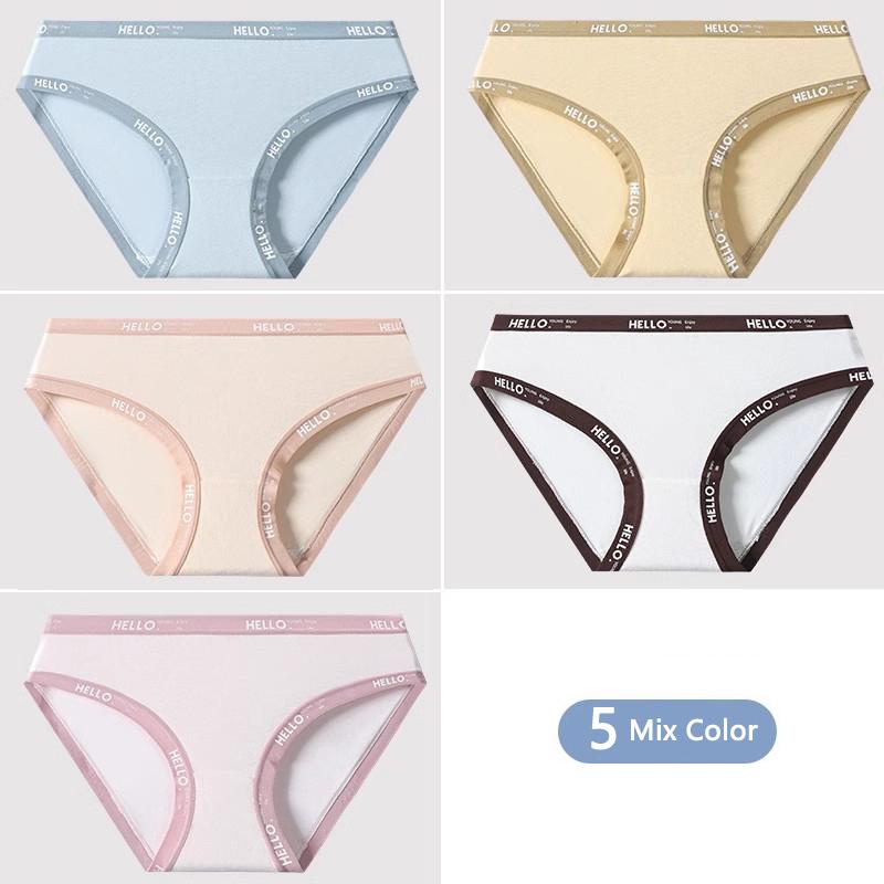 LANGSHA 5Pcs Cotton Panties Women Underwear Breathable Cute Print Briefs Female Fashion Lingerie XXL