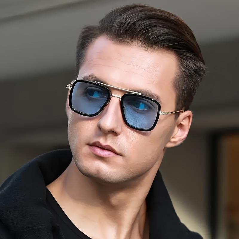 2/1 Пара мужских очков в классическом стиле с металлической оправой, дизайн с двойной переносицей - Подходят для ежедневных поездок на работу