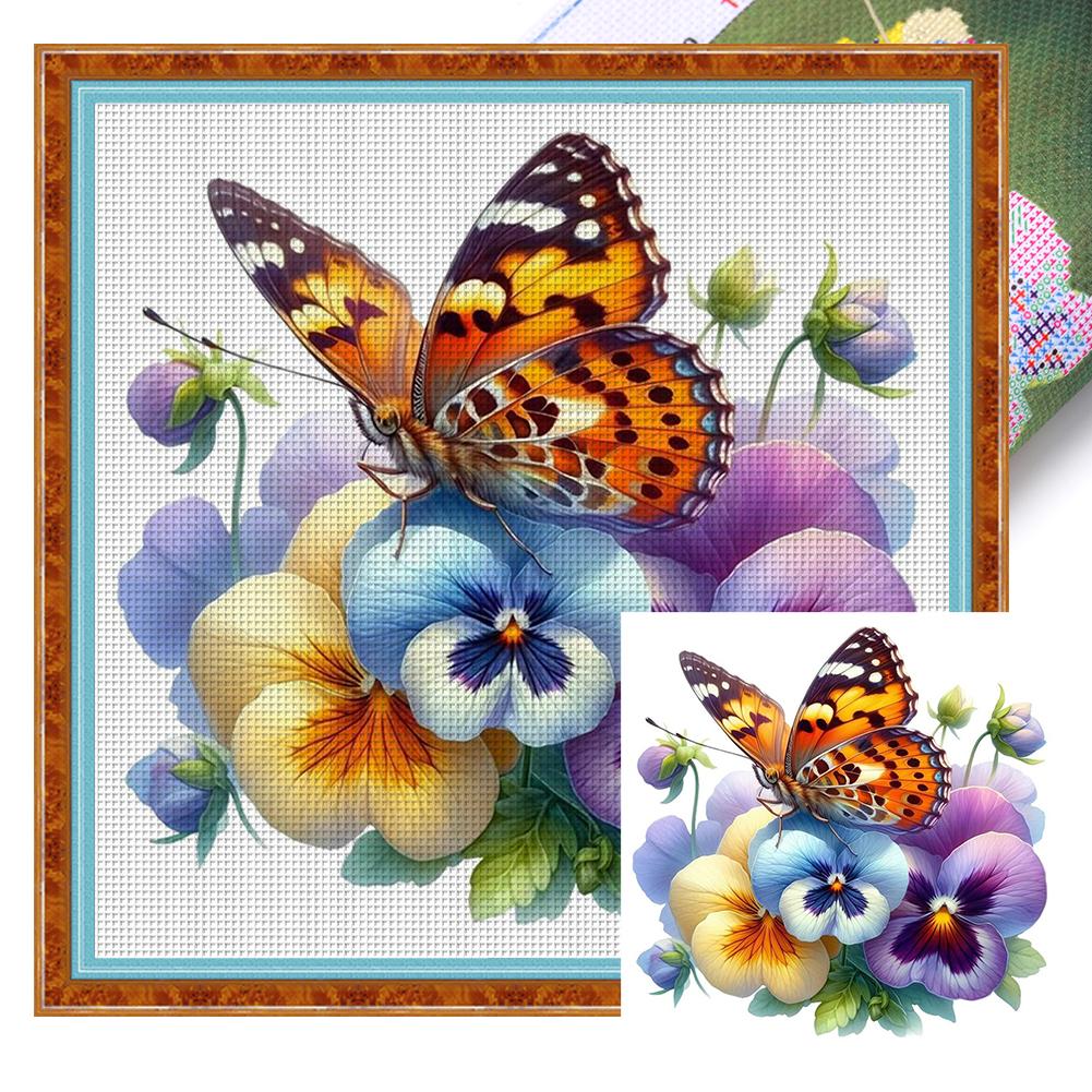 Полная вышивка хлопковой нитью 11CT Набивной цветочный набор для вышивания крестом Искусство