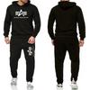 Mens Casual Hooded Tracksuit Set Long Sleeve Top Pants Winter