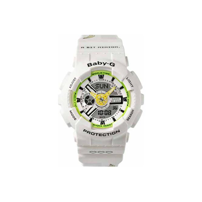 Casio BABY G Миньоны Совместный бренд Модель Кварцевый механизм Ремешок из смолы Часы Женские Белый циферблат BA-110MON21-7APRM-person